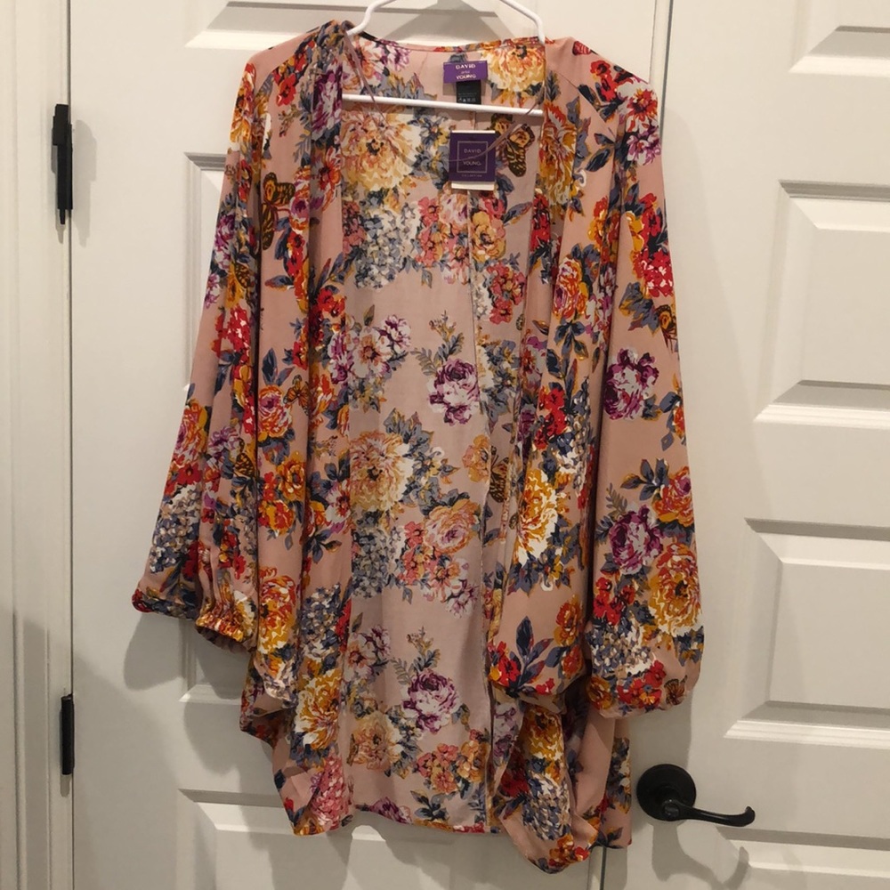 NWT David & Young Floral Print Kimono One Size